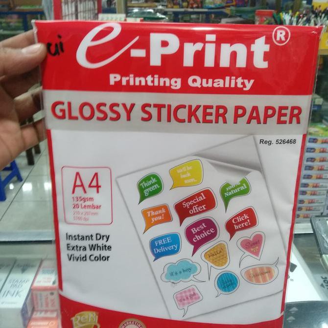 

Glossy sticker paper E- print / kertas sticker E- print