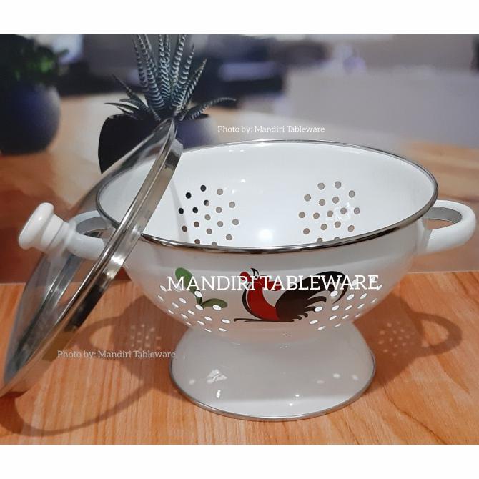 TEMPAT NASI / WAKUL JADUL / TUTUP KACA / MOTIF AYAM / GAGANG STAINLESS