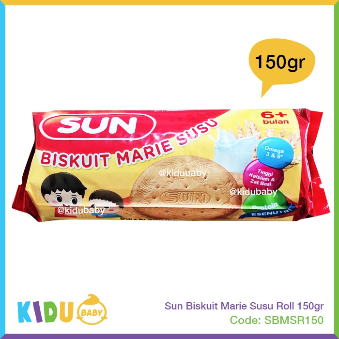 Sun Biskuit Marie Susu Roll 150gr Biskuit Bayi Cemilan Bayi &amp; Anak Sehat MPASI Kidu Baby