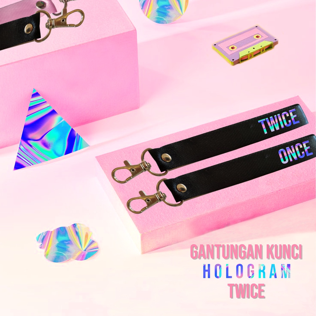 GANTUNGAN KUNCI TWICE LANYARD HOLOGRAM FANMADE STRAP GANTUNGAN KUNCI HOLOGRAM TWICE EDITION