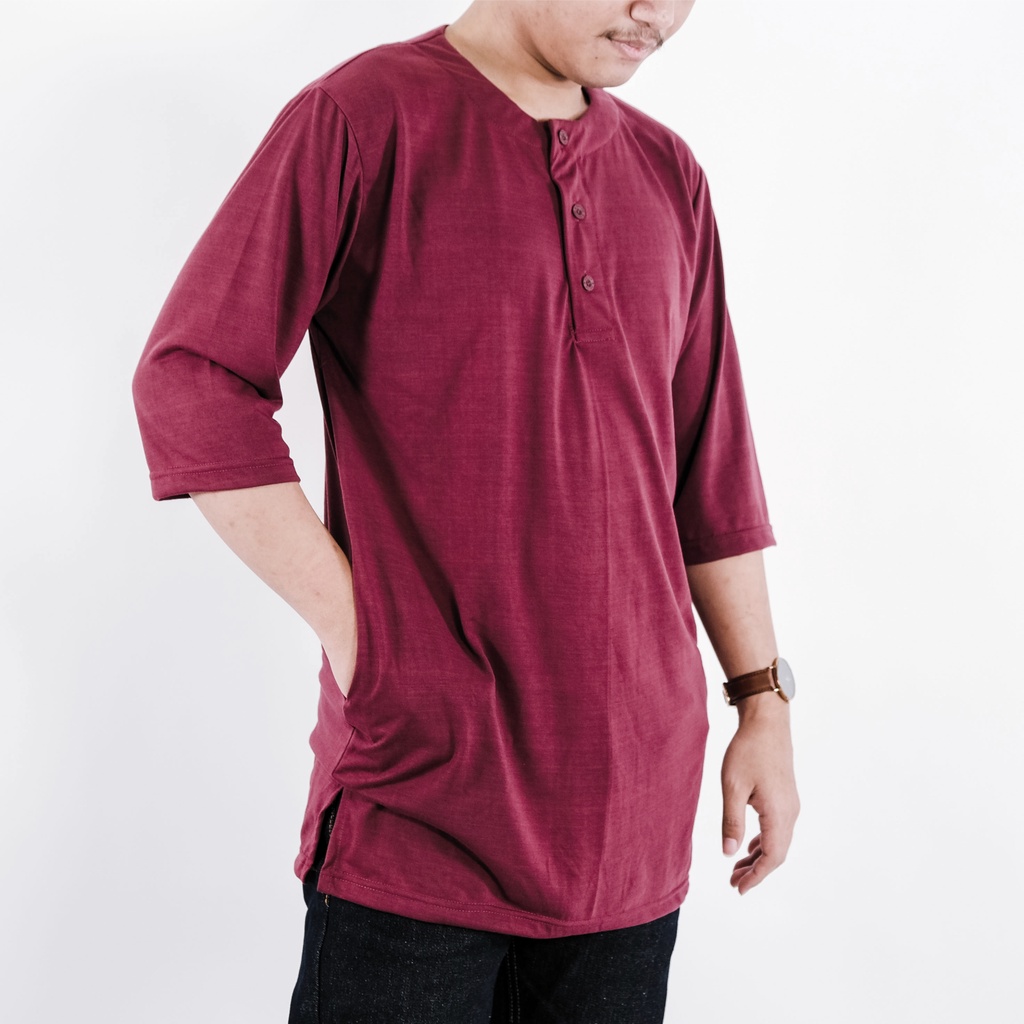 Kurta Pakistan Bahan Kaos Lengan 3/4 Baju Koko Muslim Pria