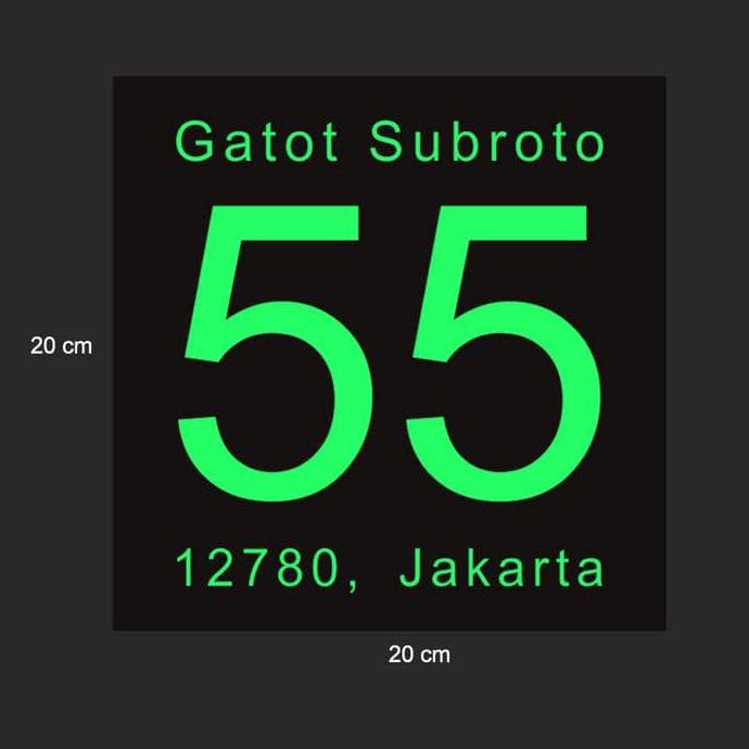 Wall Sticker Custom Nomor Rumah Cutting Stiker Glow in the dark nyala