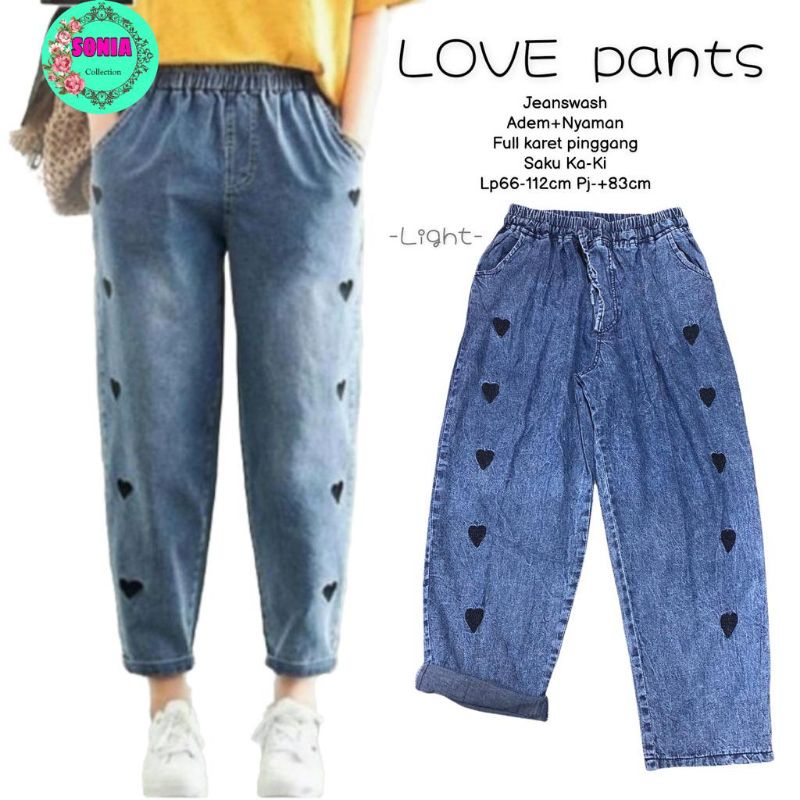 Celana Panjang HW Kulot Jeans Love Boyfriend Jeans Korea Jeans Celana Jeans Impor-Saerah Fashion Sydne Pants