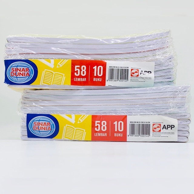 

(1 PAK) Buku Tulis SINAR DUNIA 58 / SIDU 10x58 Lembar