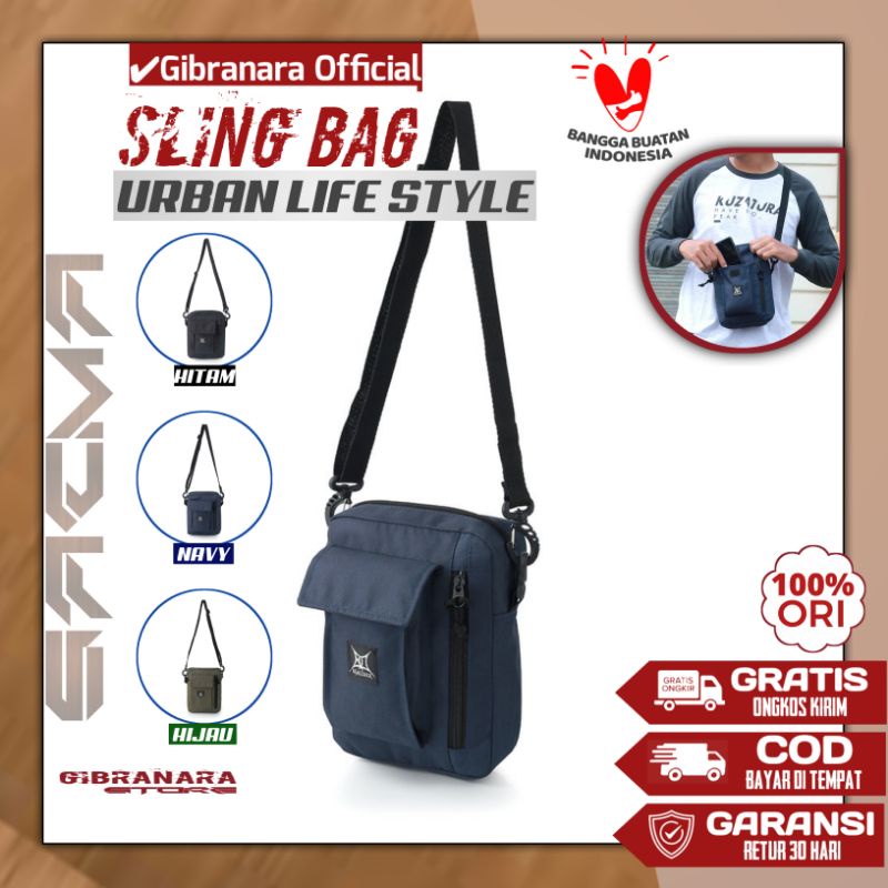 Tas Mini Gantung Slingbag  Selempang Slempang Bahu Samping Ping Gang HP Kecil  Pria Laki Cowok Cowo