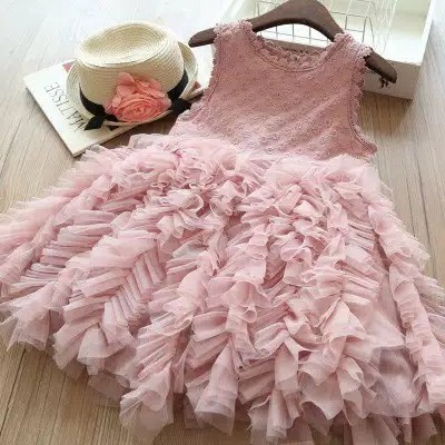 Gaun Anak - Gaun Putih Import/Dress Elegan Anak 2 3 4 5 6 7 Thn/Dress Ulang Tahun - Pink