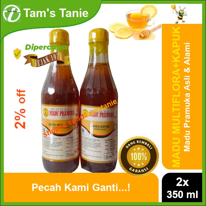 

Paket Hemat Madu Asli Pramuka Alami - Madu Multiflora + Kapuk (2 x 350 ml)