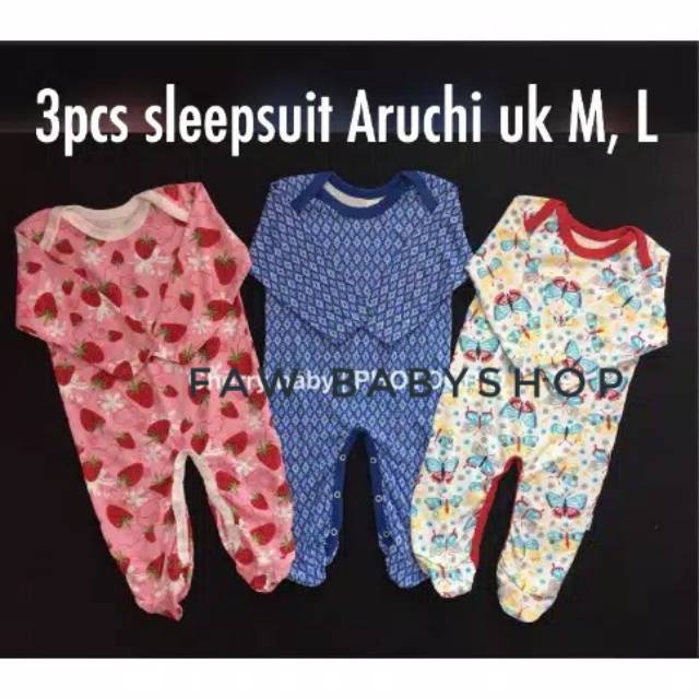 3pcs Baby Aruchi Sleepwear Aruchi/ Sleepsuit Aruchi/ Jumper Panjang Piyama Bayi
