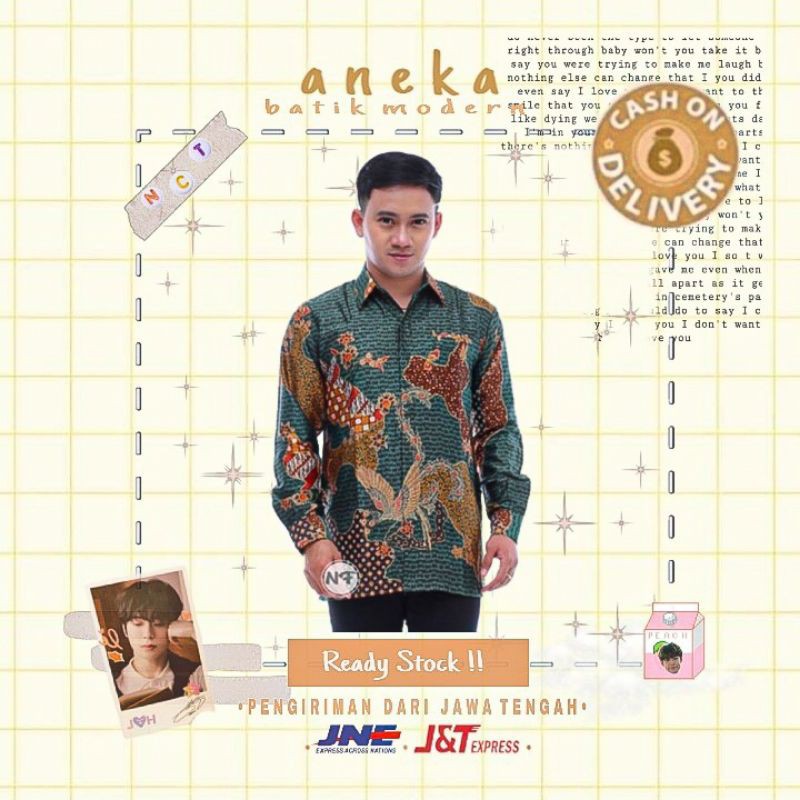 ATASAN KEMEJA BATIK COWOK PREMIUM LENGAN PANJANG SEMI SUTRA BERFURING COKLAT HIJAU BOTOL ABU