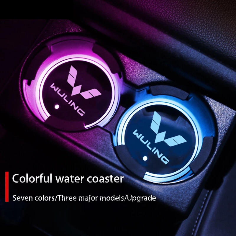 Coaster Gelas Air Luminous 7 Warna Untuk Wuling Confero Cortez Almaz Confero s