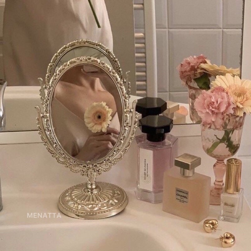 Jual CERMIN AESTHETIC VINTAGE - KACA OVAL MIRROR KACA VINTAGE CERMIN