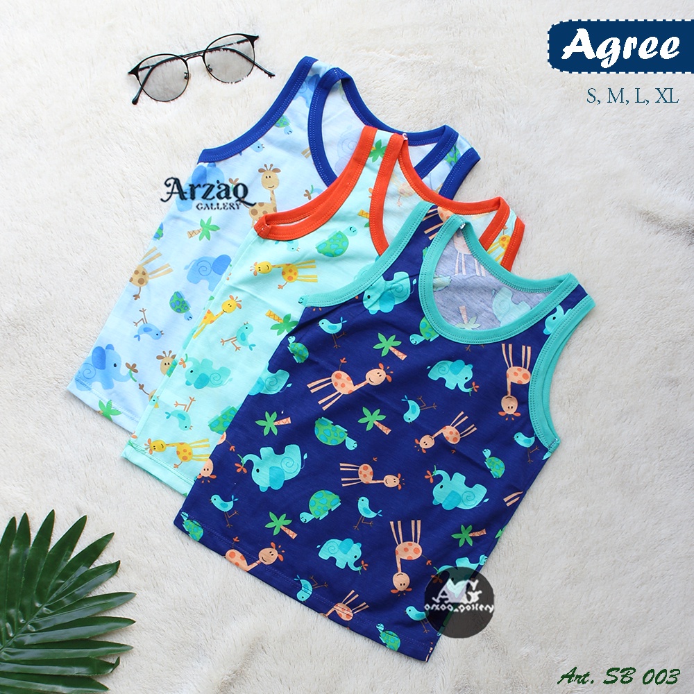 3pc -  Singlet Anak Agree Sb 003  Motif / Kaos Dalam Anak Kutung Anak | KAOS Anak Motif | Kaos Kutang Anak | Kaos Adem | Agree KIDS