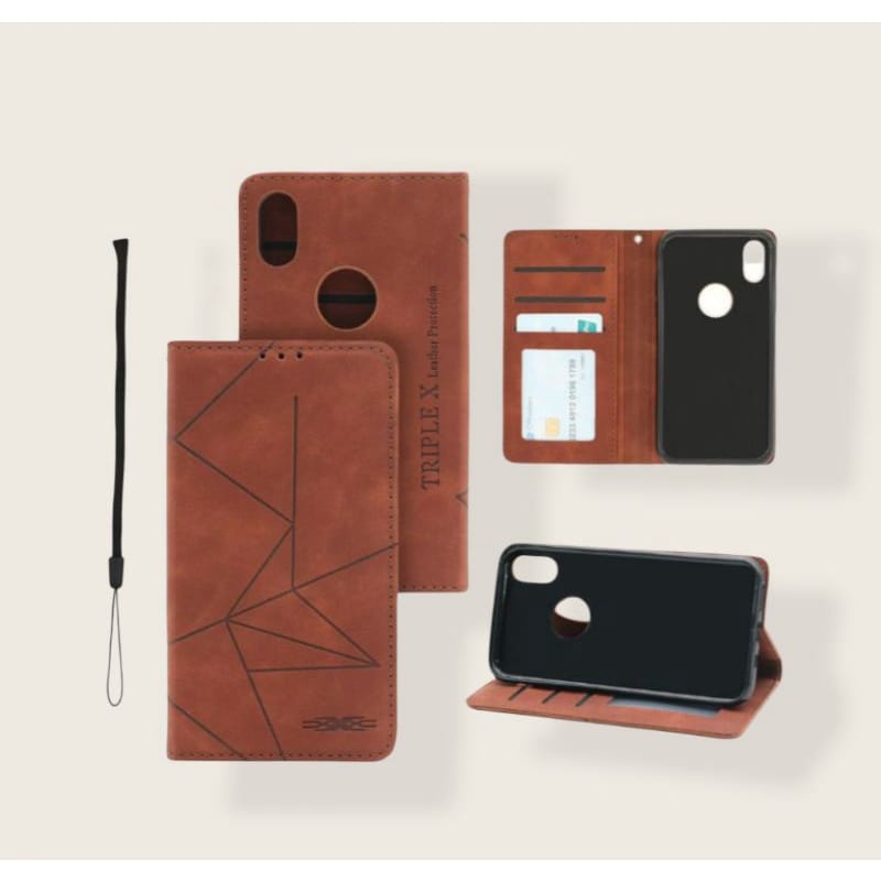 FLIP LEATHER CASE VIVO X50 / X50 pro / X60 / X60 pro / X70 pro / FLIP COVER MAGNET DOMPET  MOTIF GAR