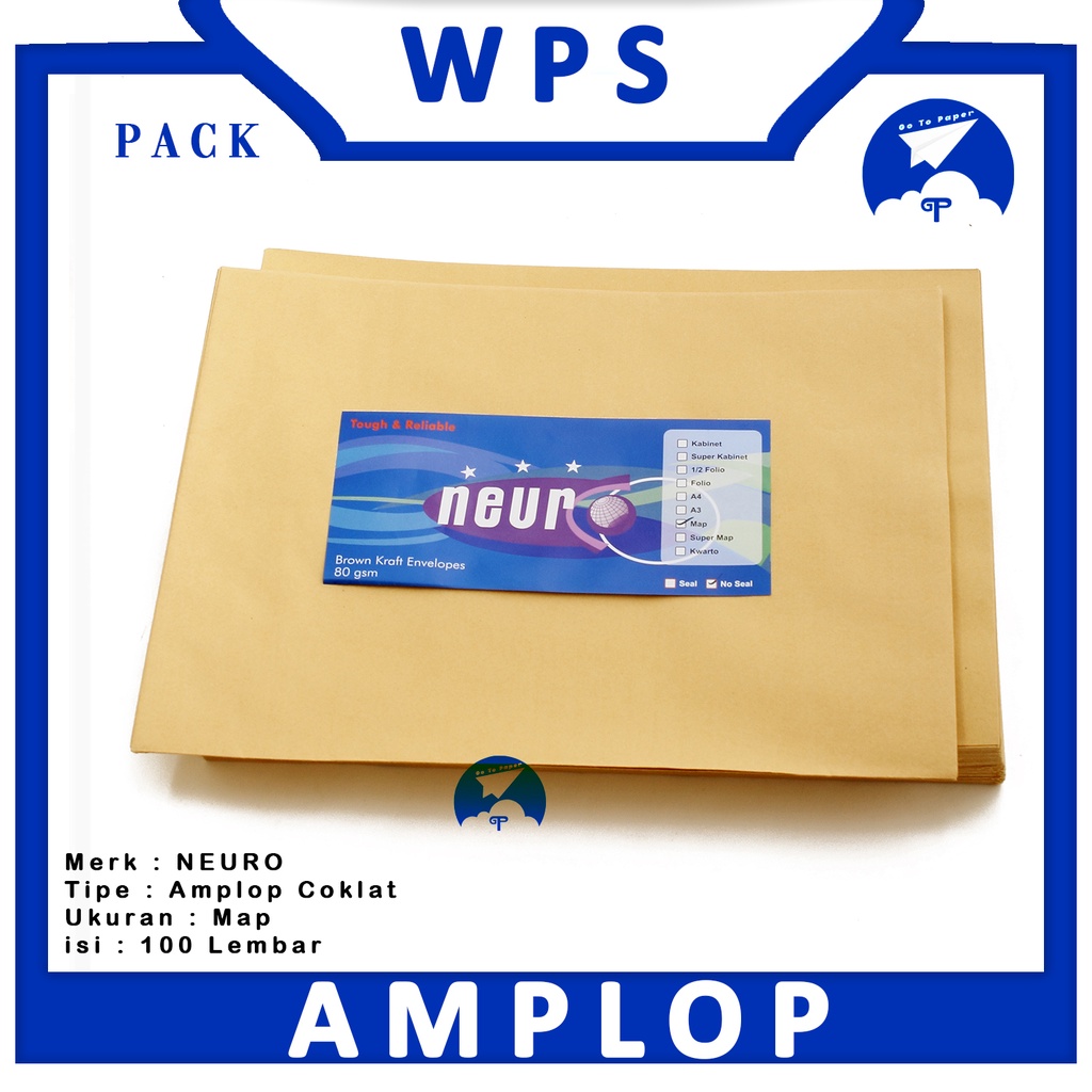 

NEURO - Amplop Cokelat Polos Ukuran Map 80gsm No Seal - Pack