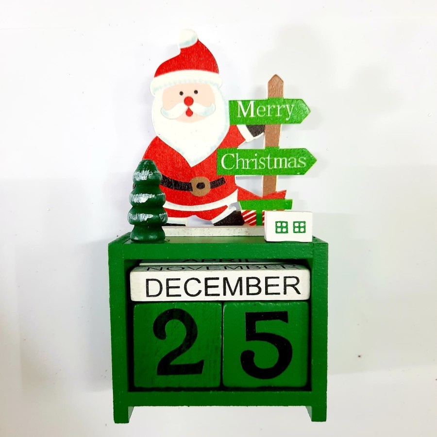 Kalender Kayu Ornamen Natal Lucu Dekorasi Kado Christmas Santa Snowman