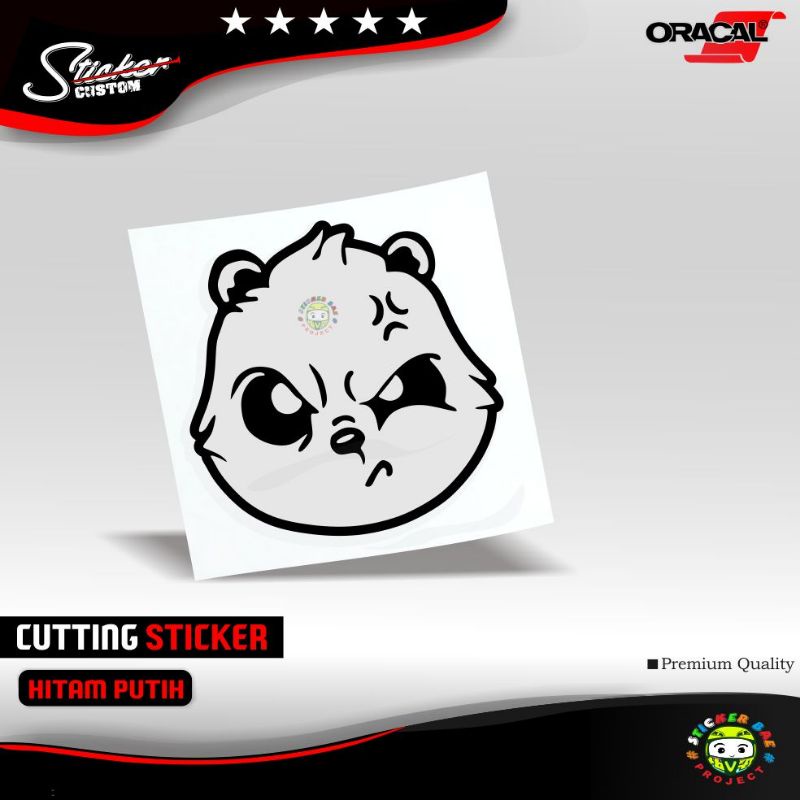 Sticker kepala panda cutting sticker laptop motor helm