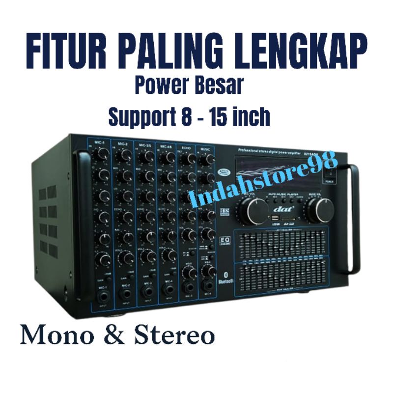 Power Ampli DAT B 215AQU / Amplifier Bluetooth 6 Channel 15 Band Equalizer 900Watt Original B215AQU