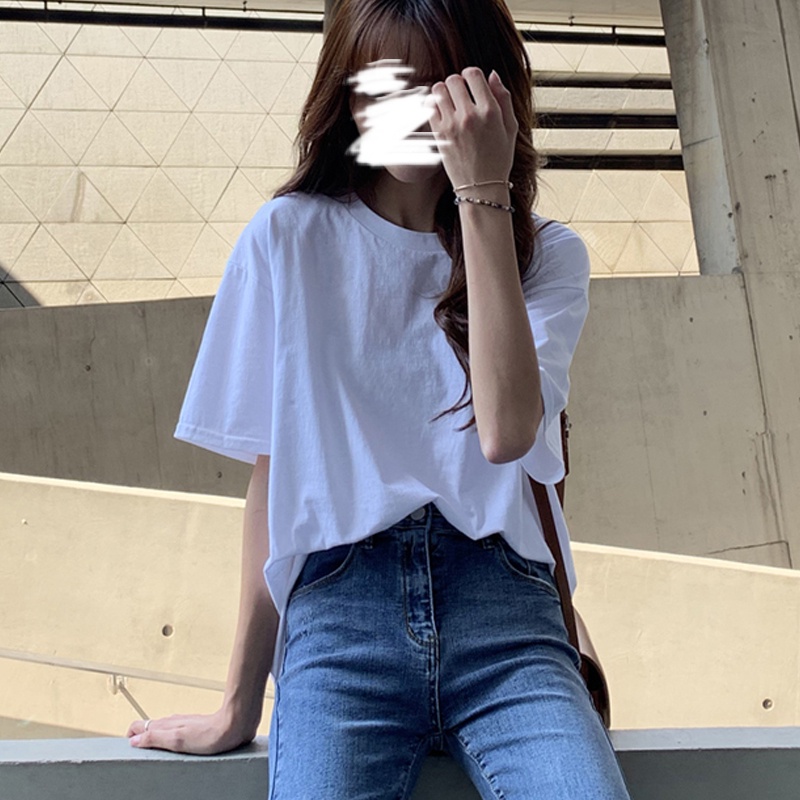 Kaos Putih Lengan Pendek Wanita T-shirt Korean Style Atasan Oversize