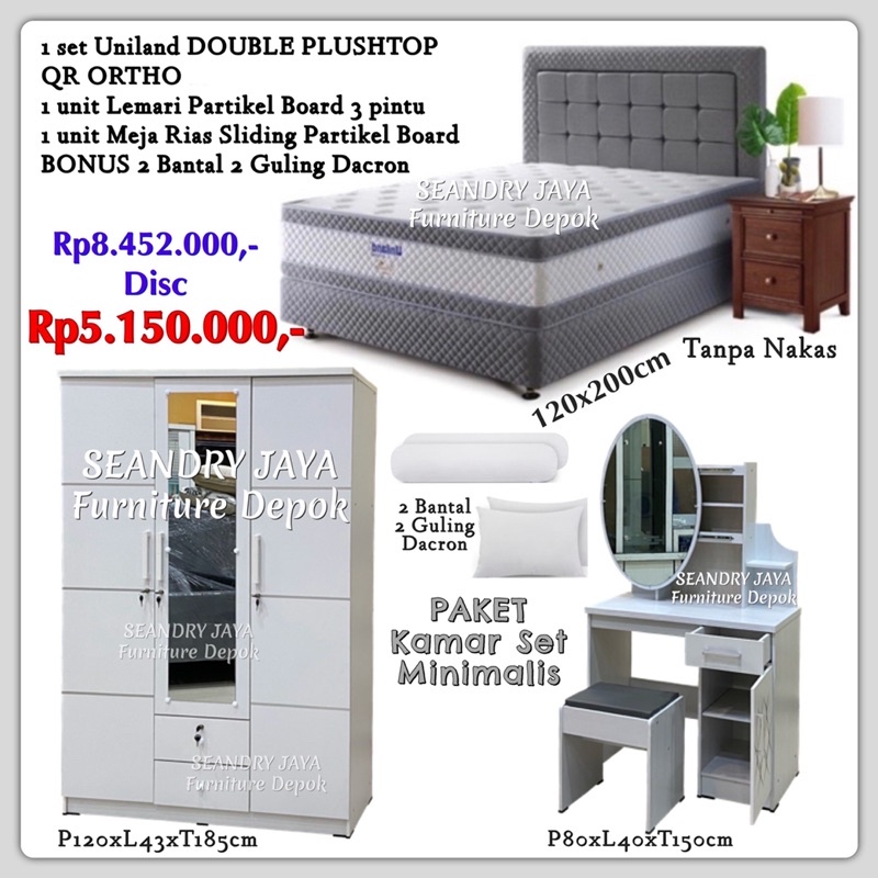 KAMAR SET MINIMALIS/LEMARI/MEJA RIAS/PROMO MURAH/BAGUS/SEANDRY JAYA FURNITURE DEPOK/KELAPA DUA/CIMAN