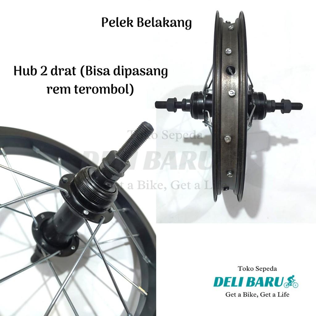 Pelek jadi Wheelset ukuran 12 Velg Alloy hitam sepeda anak