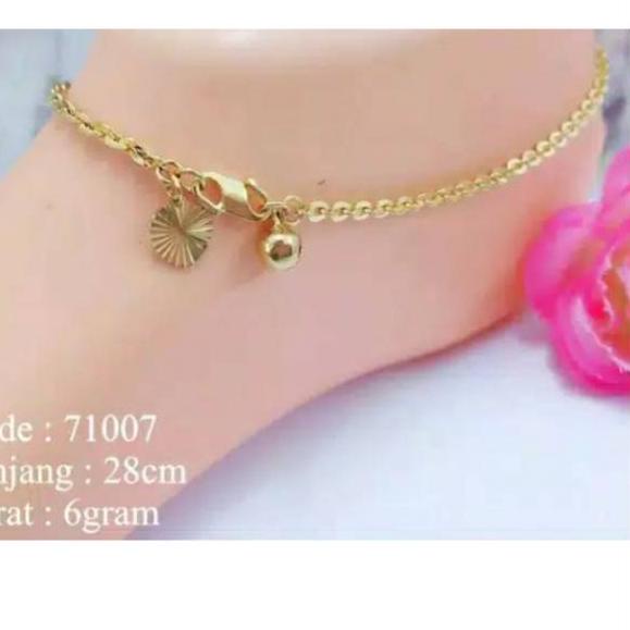 ☜ fashion Gelang Kaki Rantai Nori Lapis Emas 24Karat Lonceng Bunyi Replika Emas Asli Missi ☚