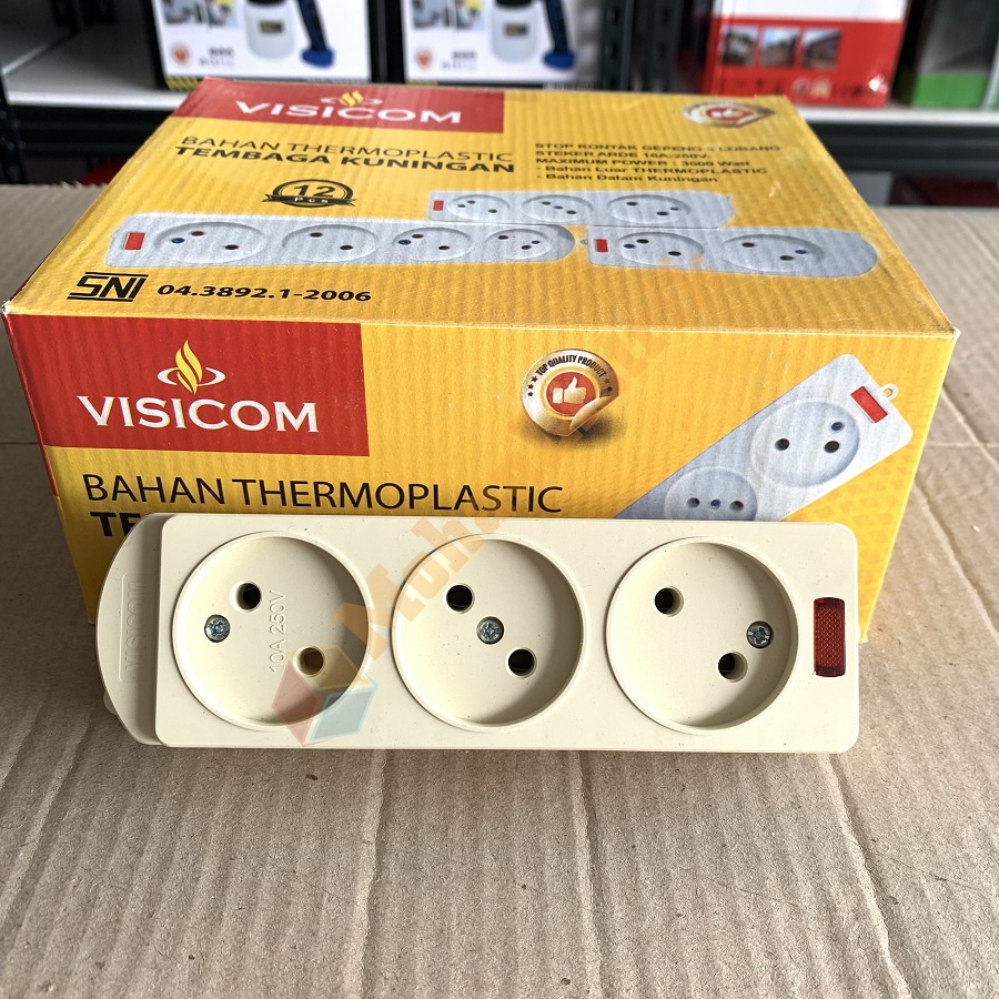 Stop Kontak Gepeng VISICOM 2 3 4 5 Lubang  Kuningan SNI -Tanpa Kabel