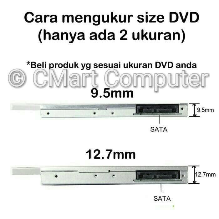 HITAM PLASTIK SSD HDD Caddy Slim 12.7 mm SATA DVD Slot Hardisk