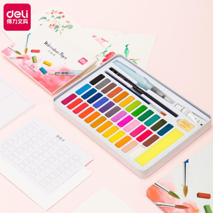 

DELI SOLID WATERCOLOR SET CAT AIR PADAT ISI 24/36 WARNA 73876/73877 - 24 WARNA 73876, MERAH MUDA