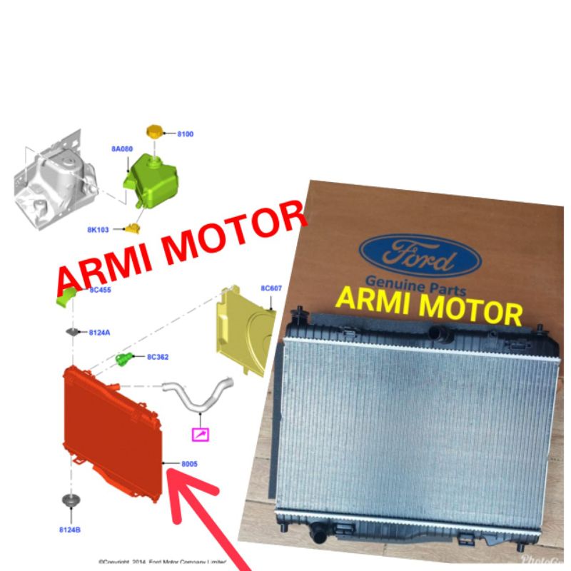 Radiator Ford Ecosport Titanium & Trend Genuine Ford 8V518005DG RADIATOR 8V5Z8005B
