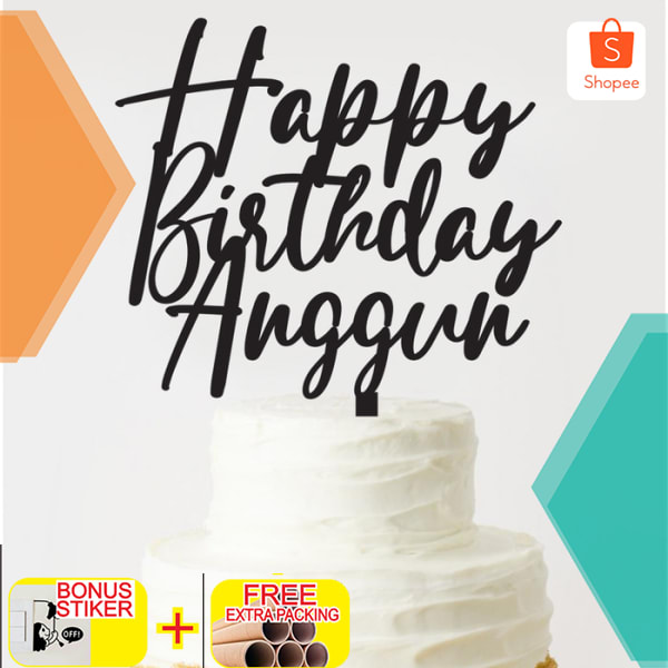CUSTOM TOPPER HAPPY BIRTHDAY AKRILIK / TOPPER KUE ULANG TAHUN - 10 Elegan