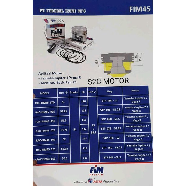 Super Seller  Piston  Kit Jupiter Z Fim