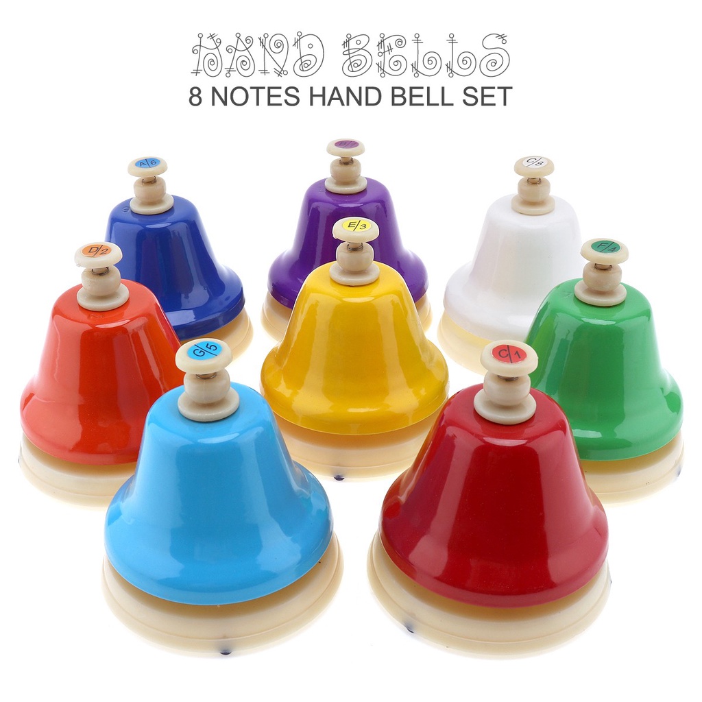 Instrumen Musik Lonceng Tangan 8 Note Warna-Warni Untuk Anak / Bayi