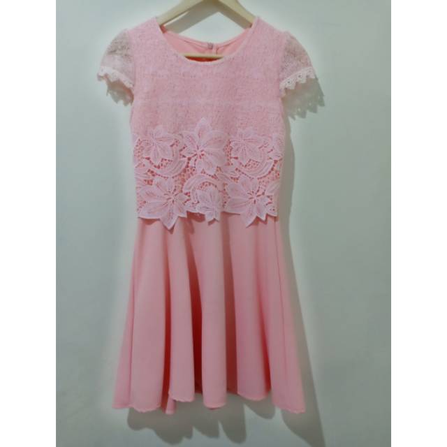 DRESS PINK LACE IMPORT BANGKOK/BAJU DRESS WANITA PINK SALE
