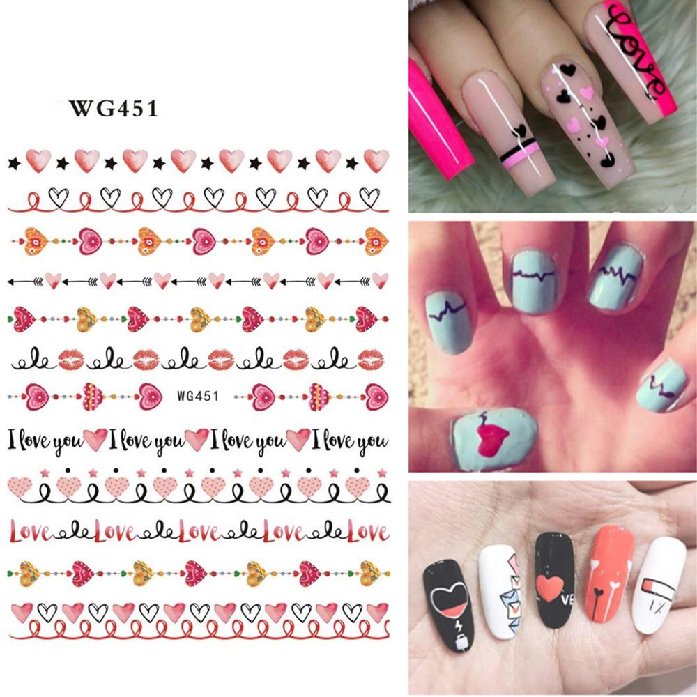 Stiker Kuku Love Hearts Agustinina Cute Graffiti Hearts Love Letter Valentines Day Nail Art