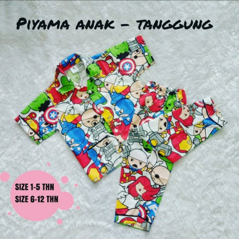 Setelan Piyama Bayi / Piyama Anak S, M, L, XL 1-5 Thn / Stelan Piyama Anak, Balita CP Motif Karakter