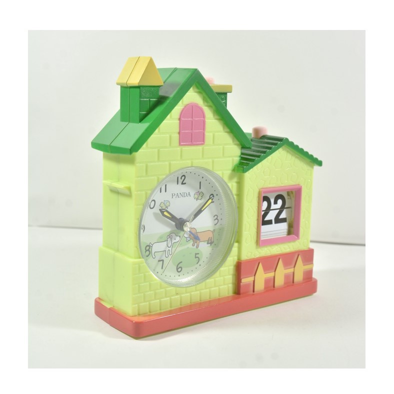 Jam Meja Anak Kalender Alarm Desk Clock Bentuk Rumah Free Baterai 2703