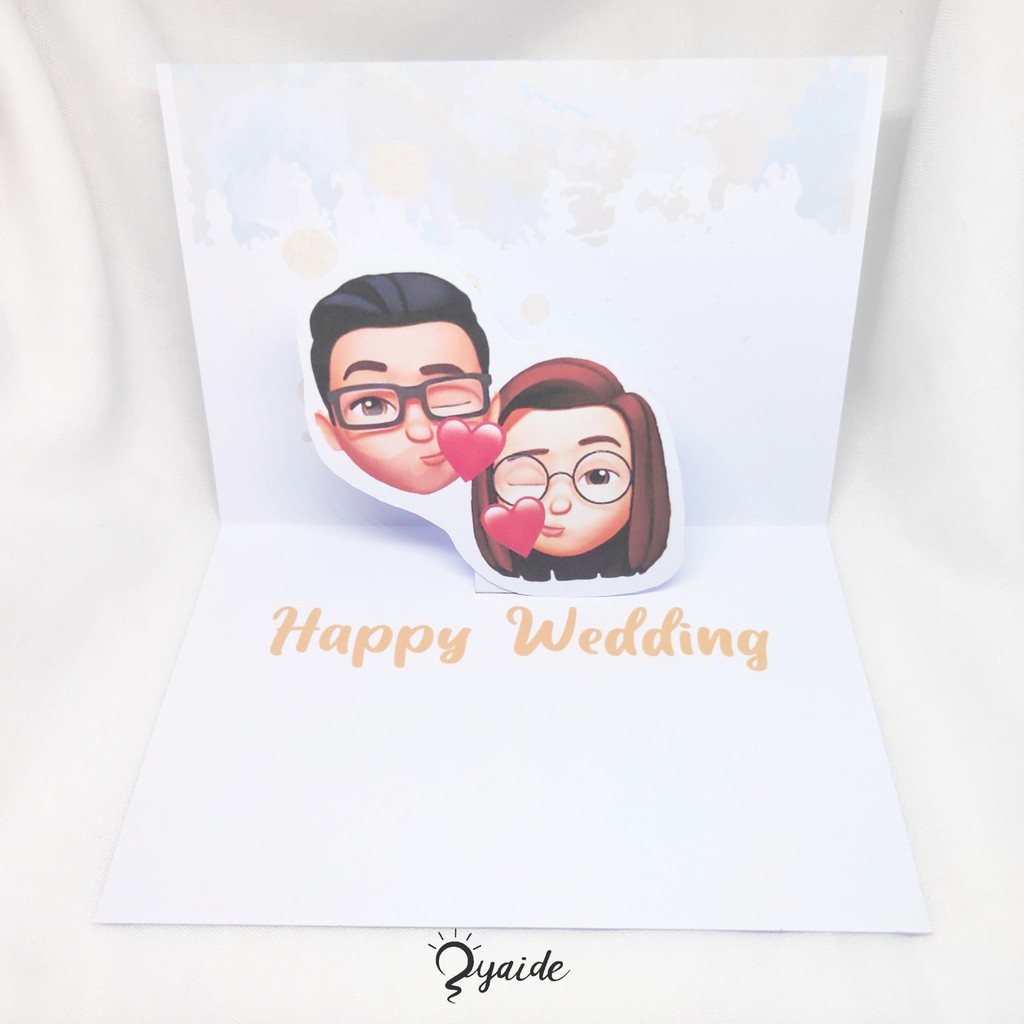 Kartu Ucapan Pernikahan Pop Up 3D Greeting Gift Card Happy Wedding