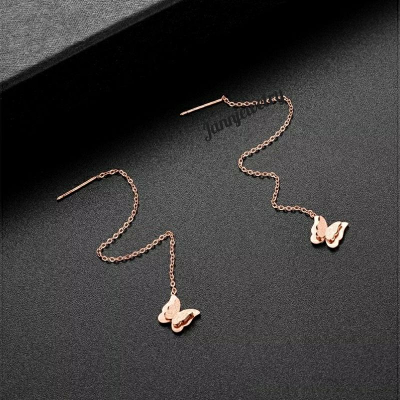 Anting Titanium Anti Karat Tidak Alergi Panjang Juntai Kupu Butterfly AP-12