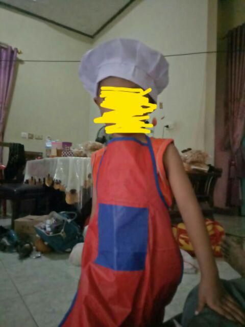 Set Apron Celemek Topi Koki Chef Anak