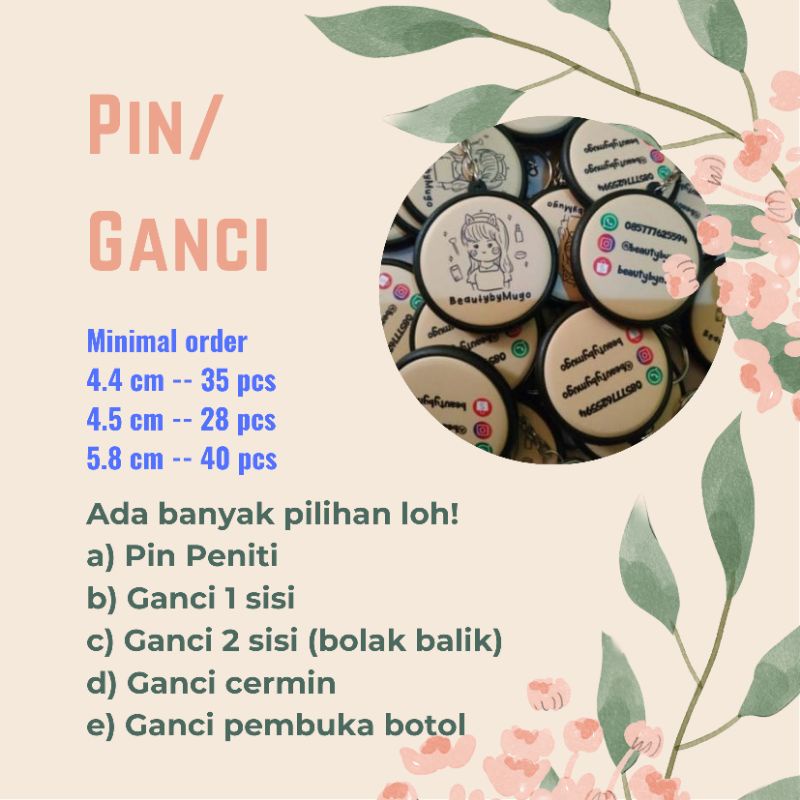 GANTUNGAN KUNCI CUSTOM / PIN CUSTOM / GANCI CERMIN / GANCI 2 SISI