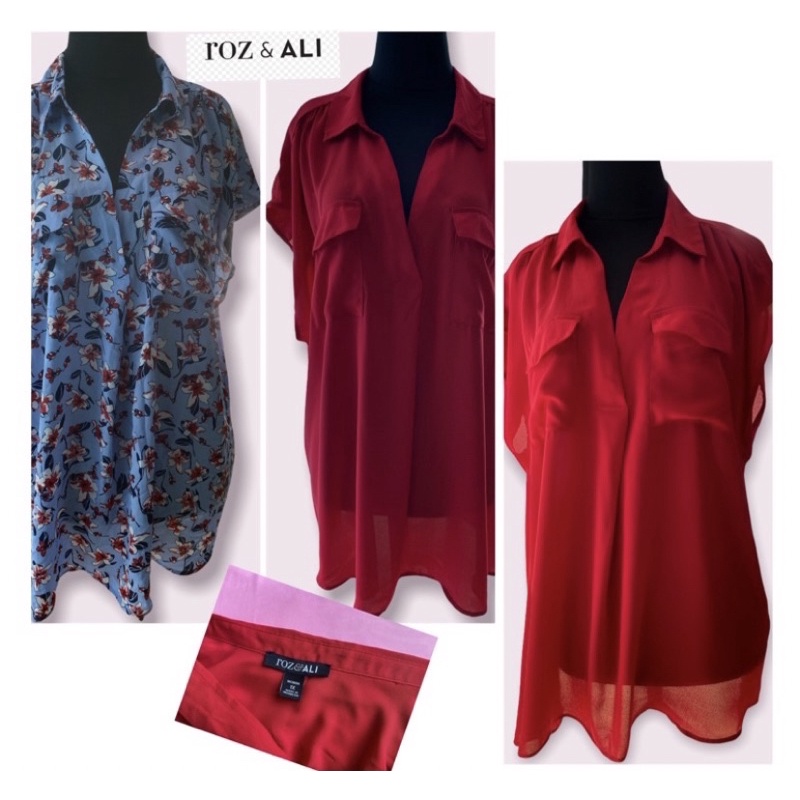 atasan wanita roz&ali maron dan putih