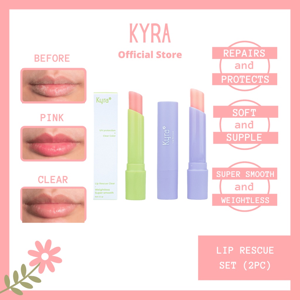 KYRA LIP RESCUE SET (DAY &amp; NIGHT) SET 2PC l lip serum l lip balm