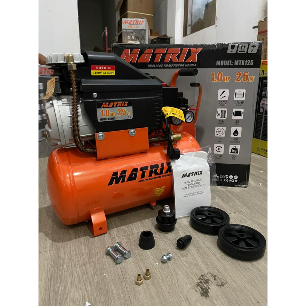 Mesin Kompresor Matrix MTX125 Compressor Matrix MTX 125 Pompa Angin Listrik Compressor 25L 1HP