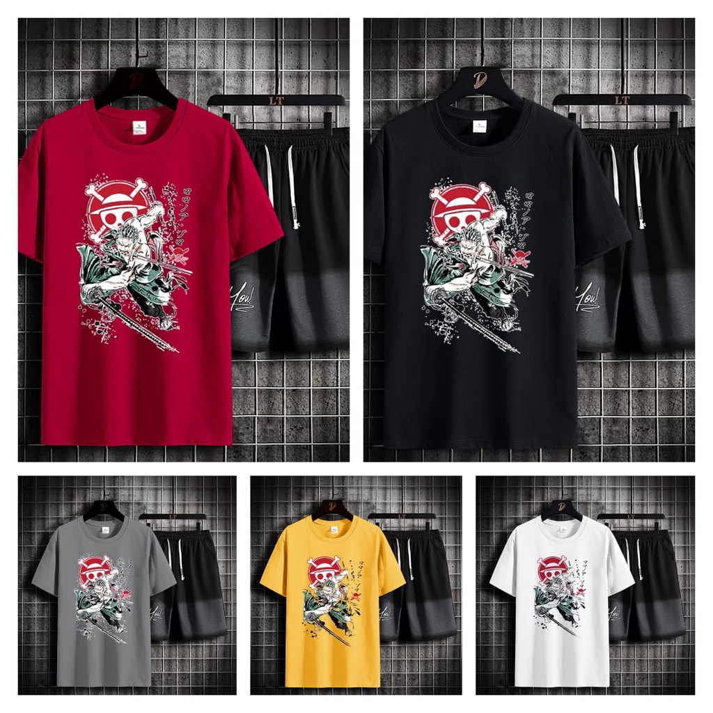 setelan anime size M|L,XL kaos distro baju bandung set unisex-animos