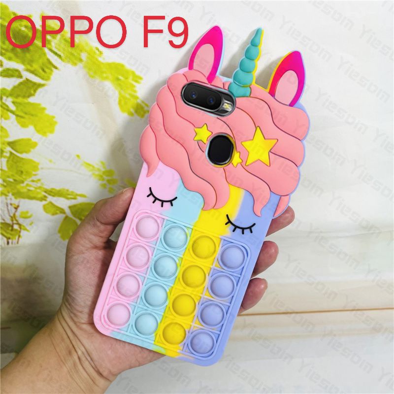 Casing POP IT OPPO F9 SoftCase POP IT 3D Motif Unicorn Kuda Poni