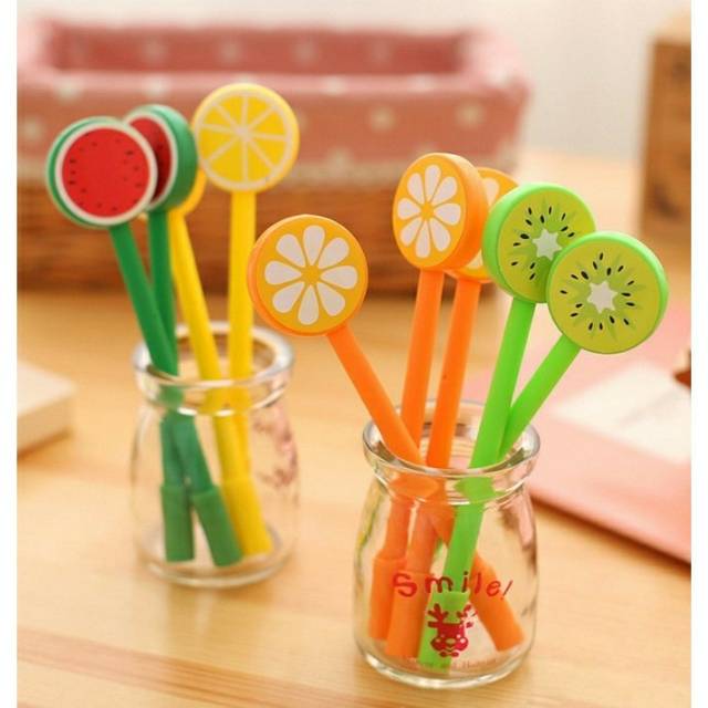 

Pen Tinta Gel Desain Buah Lucu Warna Hitam Ukuran 0.5mm