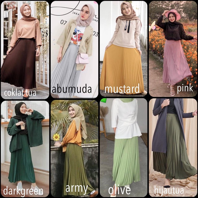 ROK PLISKET 256.B MURAH PREMIUM HYGET POLOS FLARE SKIRT REMPEL MUSLIM MAYUNG PANJANG MODELLANO FREXA-3