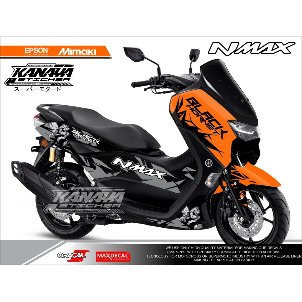 DECAL NMAX STICKER DECAL NMAX NEW 2020 / 2021  / NMAX OLD DESAIN TERBARU WARNA ORANGE HITAM