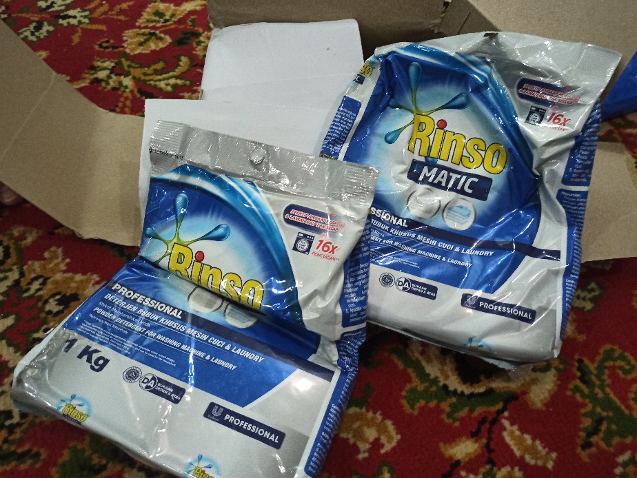 Rinso Matic Professional 1kg - Detergen Bubuk Khusus Mesin Cuci Dan Laundry Bukaan Depan Dan Atas