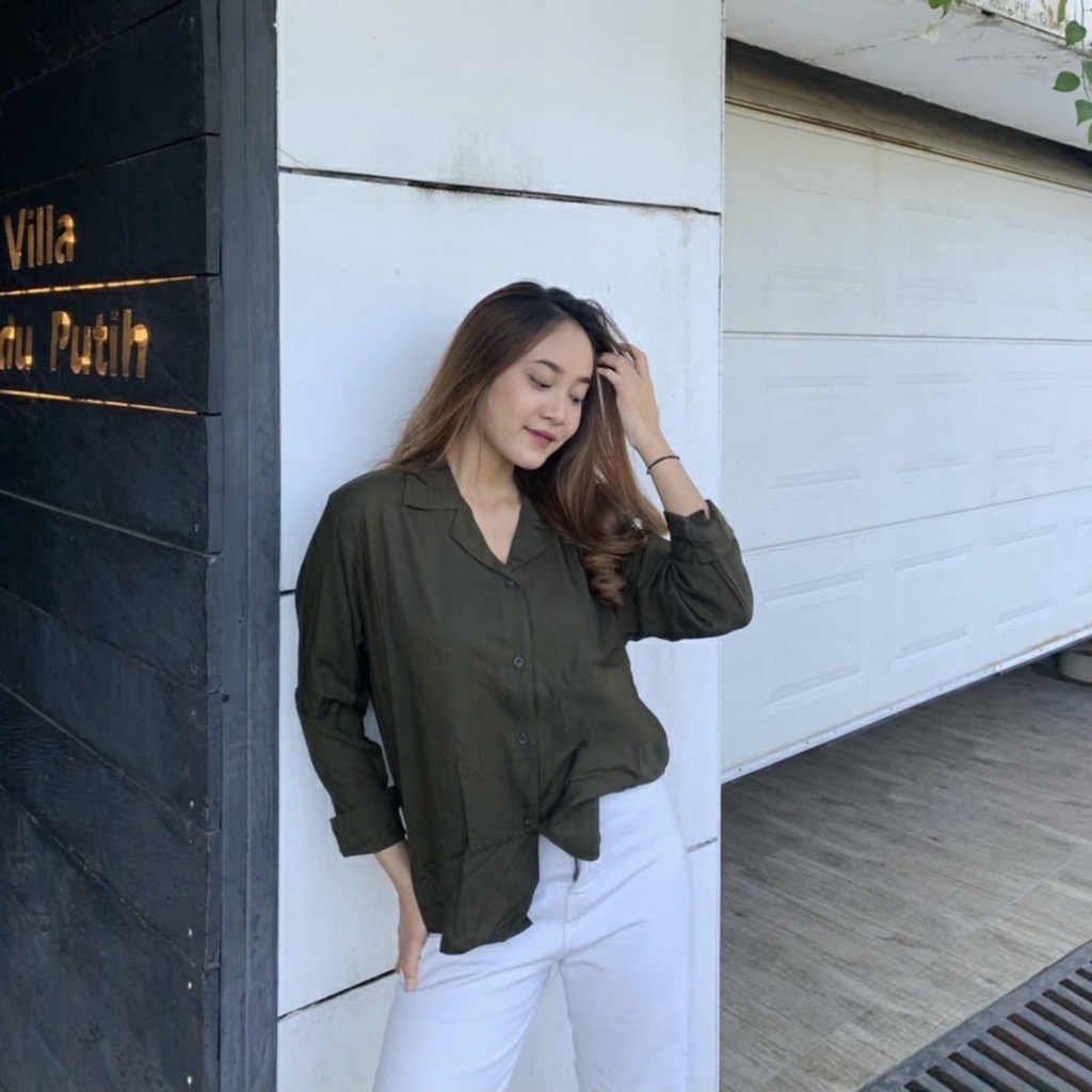 BEFAST - ZEC OOTD Wanita Kemeja YULIA / Formal Lapel Daily Shirt / Kemeja Kekinian / Kemeja Bisa Di Jadikan Outer / Kem Polos Formal / Kemeja Casual Wanita / Atasan Lengan Panjang / Terlaris